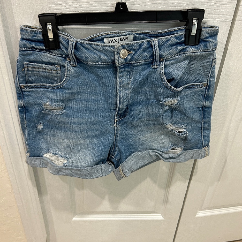 Wax Jean collection, women's blue jean shorts, size large